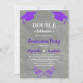 Purple joint Celebration Graduation Party 2 photos 招待状 (正面)