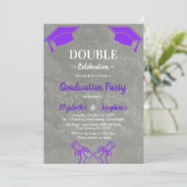 Purple joint Celebration Graduation Party 2 photos 招待状 (スタンド正面)