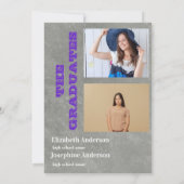 Purple joint Celebration Graduation Party 2 photos 招待状 (裏面)