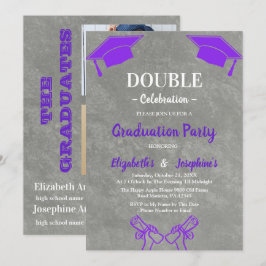 Purple joint Celebration Graduation Party 2 photos 招待状