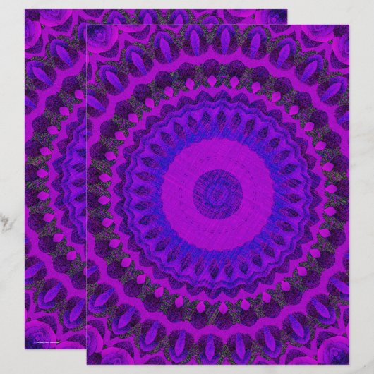 Purple Kaleidoscope Scrapbook Paper 2-Sided Page (正面/裏面)
