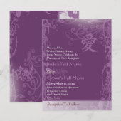 Purple Kanji for Love Cheap 結婚's インビテーションポストカード (正面/裏面)