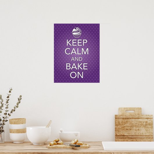 Purple Keep Calm and Bake On Poster ポスター (キッチン)
