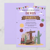 Purple Kentucky Derby Party Invitation - Rustic We 招待状 (正面/裏面)