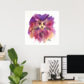 PURPLE KITTEN, KITTY CAT PORTRAIT ポスター (ホームオフィス)