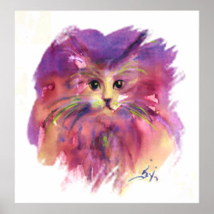 PURPLE KITTEN, KITTY CAT PORTRAIT ポスター