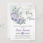 Purple Koala私たちは月の女の子の赤ちゃんシャワー上にいる 招待状 (正面)