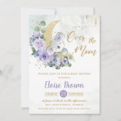 Purple Koala私たちは月の女の子の赤ちゃんシャワー上にいる 招待状 (正面)