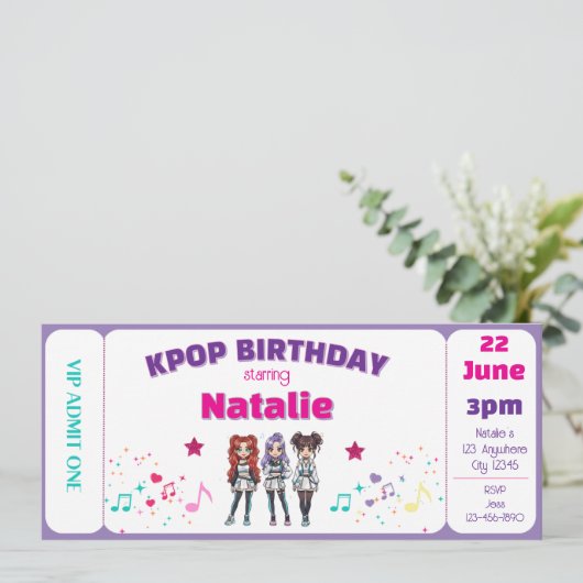 Purple KPOP Birthday Concert Ticket 招待状 (スタンド正面)