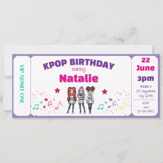 Purple KPOP Birthday Concert Ticket 招待状 (正面)