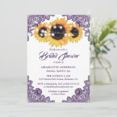 Purple Lace Sunflower String Lights Bridal Shower 招待状 (スタンド正面)