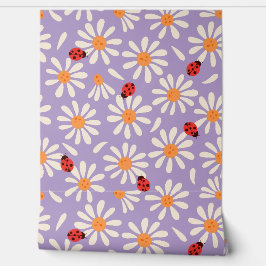 Purple Ladybugs and Daisies 壁紙
