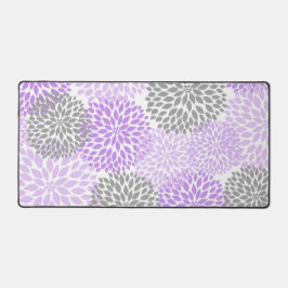 Purple Lavender and Gray Dahlia Floral デスクマット