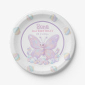 Purple Lavender Butterfly Birthday ペーパープレート (正面)