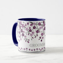 Purple Lavender Cherry Blossom Groomsmen Mugs