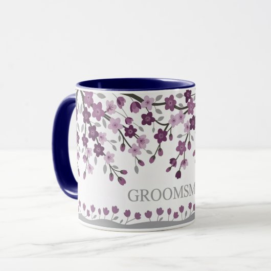 Purple Lavender Cherry Blossom Groomsmen Mugs マグカップ (正面左)