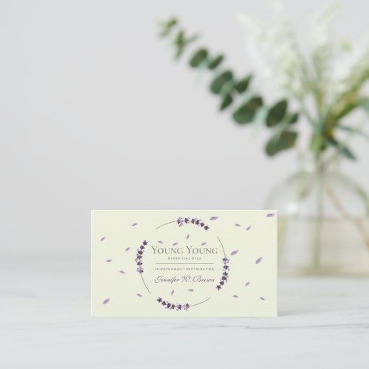 Purple Lavender Circle Framed Essential Oils 名刺 (スタンド正面)