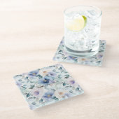 Purple Lavender Cream Flowers ガラスコースター (アングル)