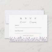 Purple Lavender Elegant Floral Wedding 出欠カード (正面)