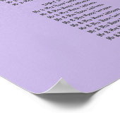 Purple lavender faux glitter ombre seating chart ポスター (角)