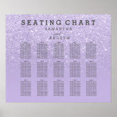 Purple lavender faux glitter ombre seating chart ポスター (正面)
