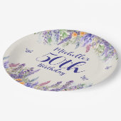 Purple Lavender Floral 50th Birthday ペーパープレート (アングル)