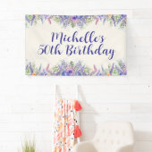 Purple Lavender Floral 50th Birthday 横断幕 (インサイチュ)