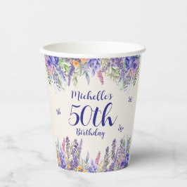 Purple Lavender Floral 50th Birthday 紙コップ