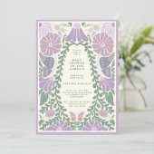 Purple Lavender floral Baby Shower Invitation 招待状 (スタンド正面)