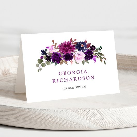 Purple Lavender Floral Boho Wedding Place Card テーブルナンバー