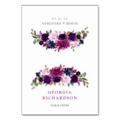 Purple Lavender Floral Boho Wedding Place Card テーブルナンバー (正面)