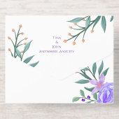 Purple Lavender Floral Botanical All-In-One Foil W オールインワン招待状 (背面)