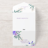 Purple Lavender Floral Botanical All-In-One Foil W オールインワン招待状 (外側)