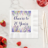 Purple Lavender Floral Garden Party 70th Birthday 縁ありランチョンナプキン (インサイチュ)