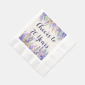 Purple Lavender Floral Garden Party 70th Birthday 縁ありランチョンナプキン (角)