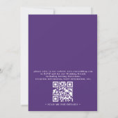Purple Lavender Floral Modern QR Code Wedding 招待状 (裏面)