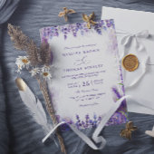 Purple Lavender Floral Modern QR Code Wedding 招待状