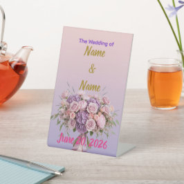 Purple Lavender Floral Ombre Wedding Table Sign 台座サイン