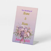 Purple Lavender Floral Ombre Wedding Table Sign 台座サイン (正面)