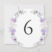 Purple Lavender Floral Round Table Number 招待状 (正面)