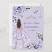 Purple Lavender Floral Silver Quinceanera Sweet 16 招待状 (裏面)