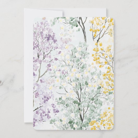 Purple Lavender Green Yellow Bridal Shower 招待状 (裏面)