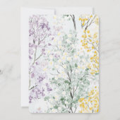 Purple Lavender Green Yellow Flower Wedding 招待状 (裏面)