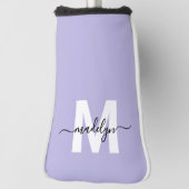 Purple Lavender Initial Name Monogram ゴルフヘッドカバー (回転90)