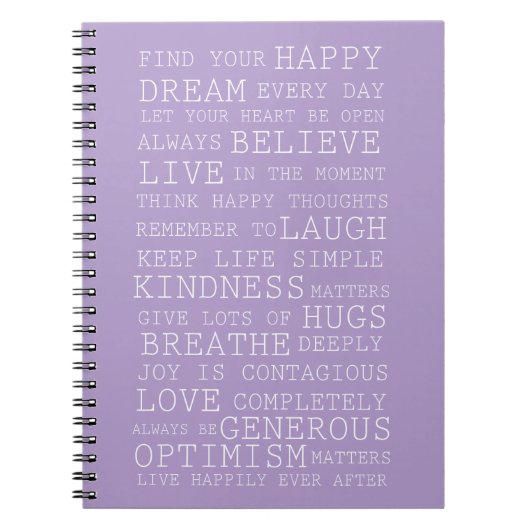 Purple Lavender Inspirational Quotes Love Dream ノートブック (正面)