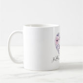 Purple Lavender Pink Floral Heart Love コーヒーマグカップ (左)