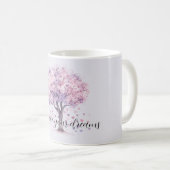 Purple Lavender Pink Floral Hearts Tree コーヒーマグカップ (正面右)