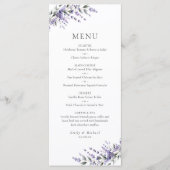 Purple Lavender Rustic Wedding Flat Menu メニュー (正面)