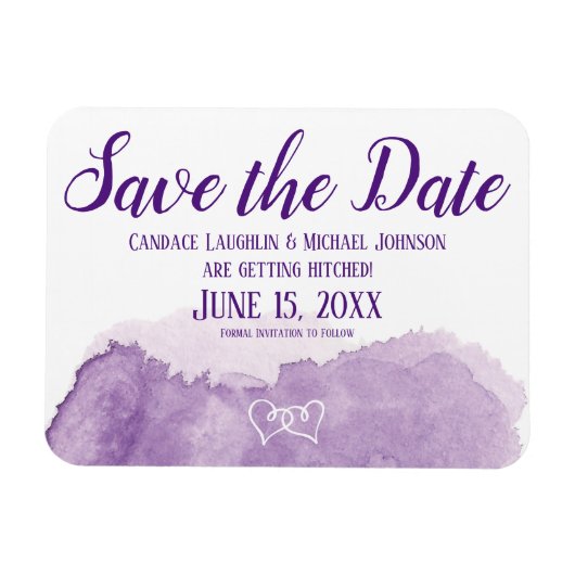 Purple Lavender Save the Date 結婚's マグネット (横)