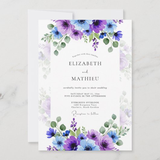 Purple Lavender Stunning Spring Wedding 招待状 (正面)